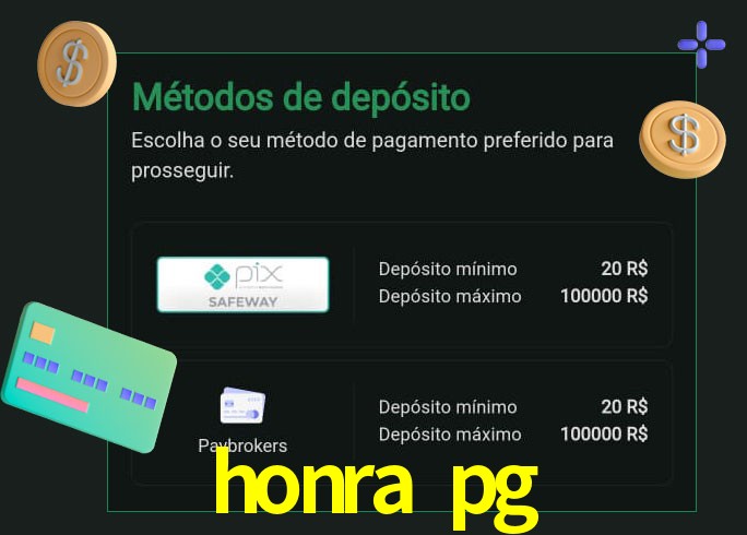O cassino honra pg oferece uma grande variedade de métodos de pagamento